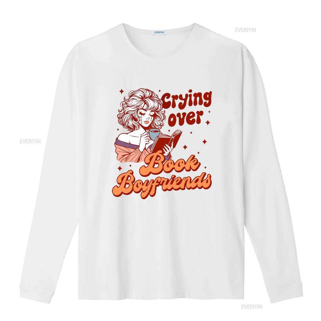 Reading Book Crying Over Boyfriends T Shirt Literary Bookish Lover Reader for Librarian vintage Washed Unisex graphic
