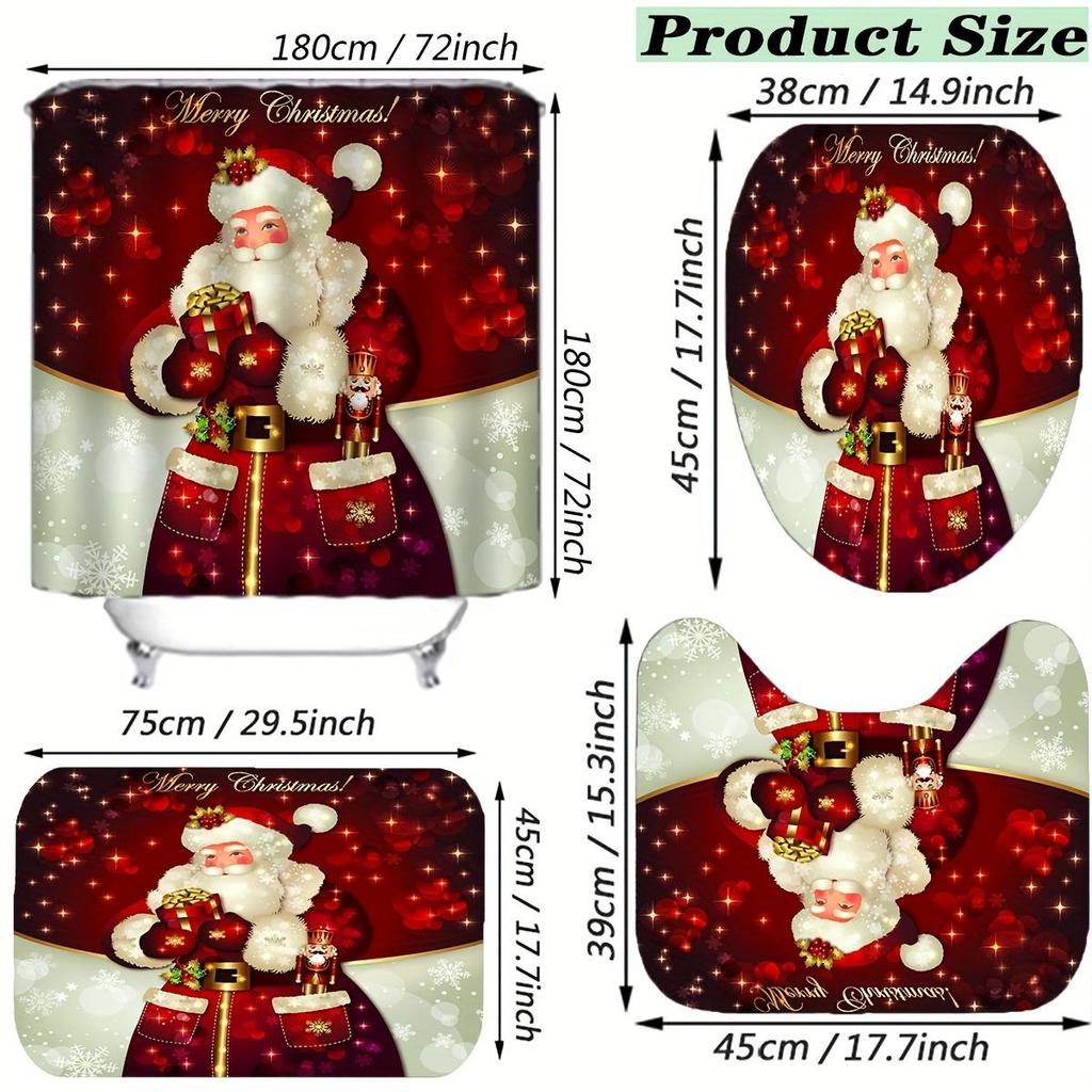 4 buc. Seturi de perdele de duș cu model de trandafir auriu pentru baie Covoare de baie antiderapante Capac de toaletă Covoraș de baie Set de baie