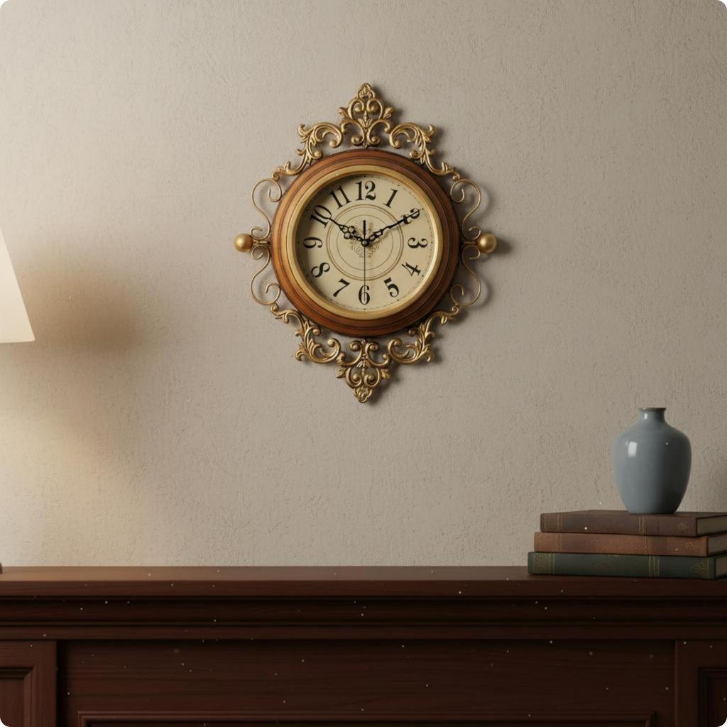 Ornate European Wall Clock Read Vintage Black S