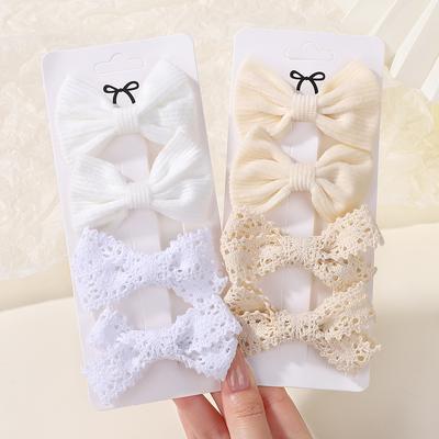 TĘCZOWE KOKARDKI 4 szt. Proste nylonowe kokardki do włosów z wstążki, spinki dla dziewczynek, słodkie koronkowe spinki, zestaw nakryć głowy na prezent, butikowe dziecięce spinki