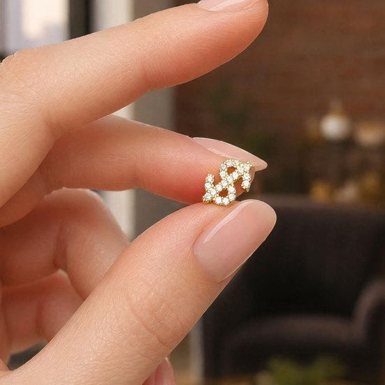 1 Par Strass Penge Øreringe til Kvinder, Glitrende Skinnende Penge Tegn Øreringe, Smykkegave til Teenager Piger, Damer