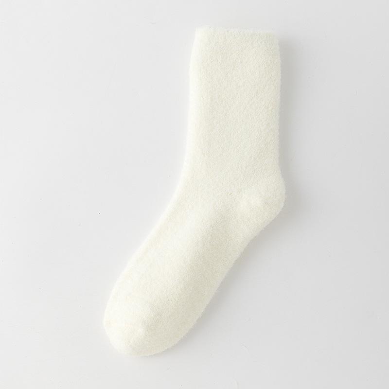 

Женские осенне-зимние носки-гольфы с плюшем с двух сторон, добавляющие бархат и тепло для сна на полу 1 pair молочный белый