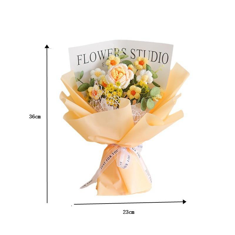 Artificial Crochet Flower Graduation Bouquet Hand-Knitted Bouquet Wedding Gifts For Guests Valentine'S Day Birthday Party Gifts