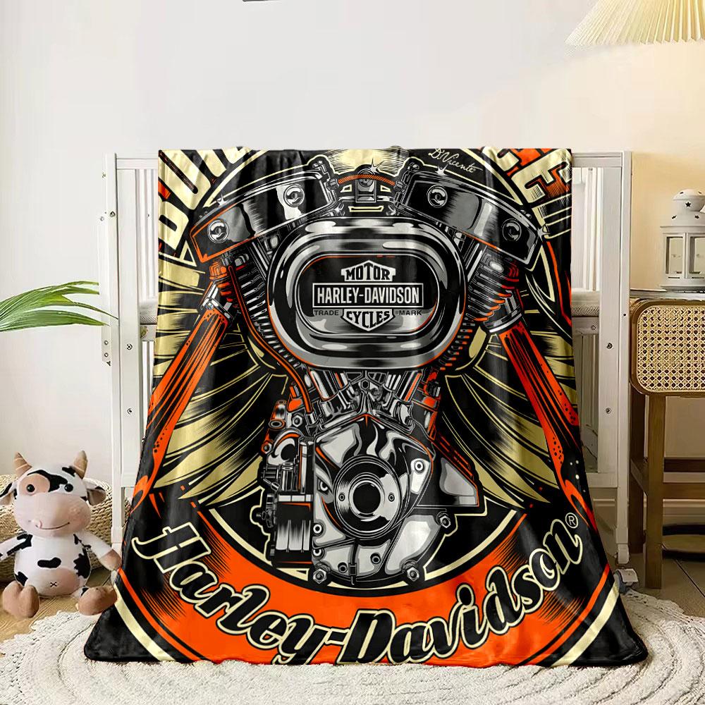 Coperta con Stampa Motore Harley Davidson Coperta per Camera da Letto Coperta per Soggiorno Divano Pausa Pranzo Morbida Accogliente Plaid per Festival di Amico Regalo