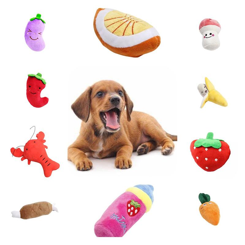 Food Dog Simulation Sound Plush Toy Pet Accessories Teeth Grinding Play Gift