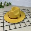New European and American top hat gentleman's hat flat brim solid color hat retro jazz hat panama belt top hat