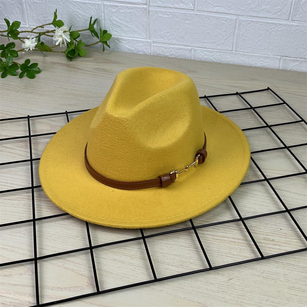New European and American top hat gentleman's hat flat brim solid color hat retro jazz hat panama belt top hat
