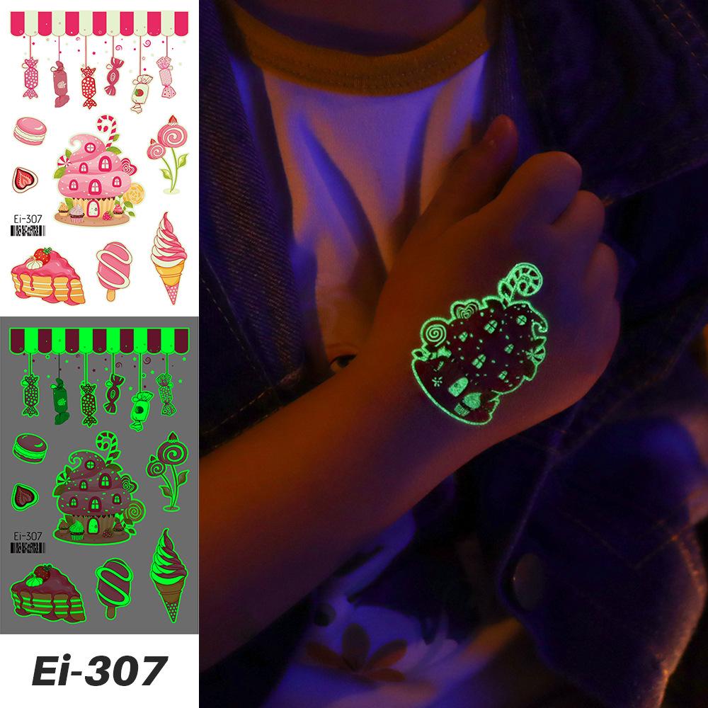 Waterproof Luminous Cartoon Dessert Tattoo Stickers for Kids 120x75mm