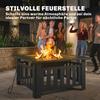Fire Bowl made of Steel Fire Pit with Spark Guard Poker for Outdoor BBQ Camping 67x67x47cm Black