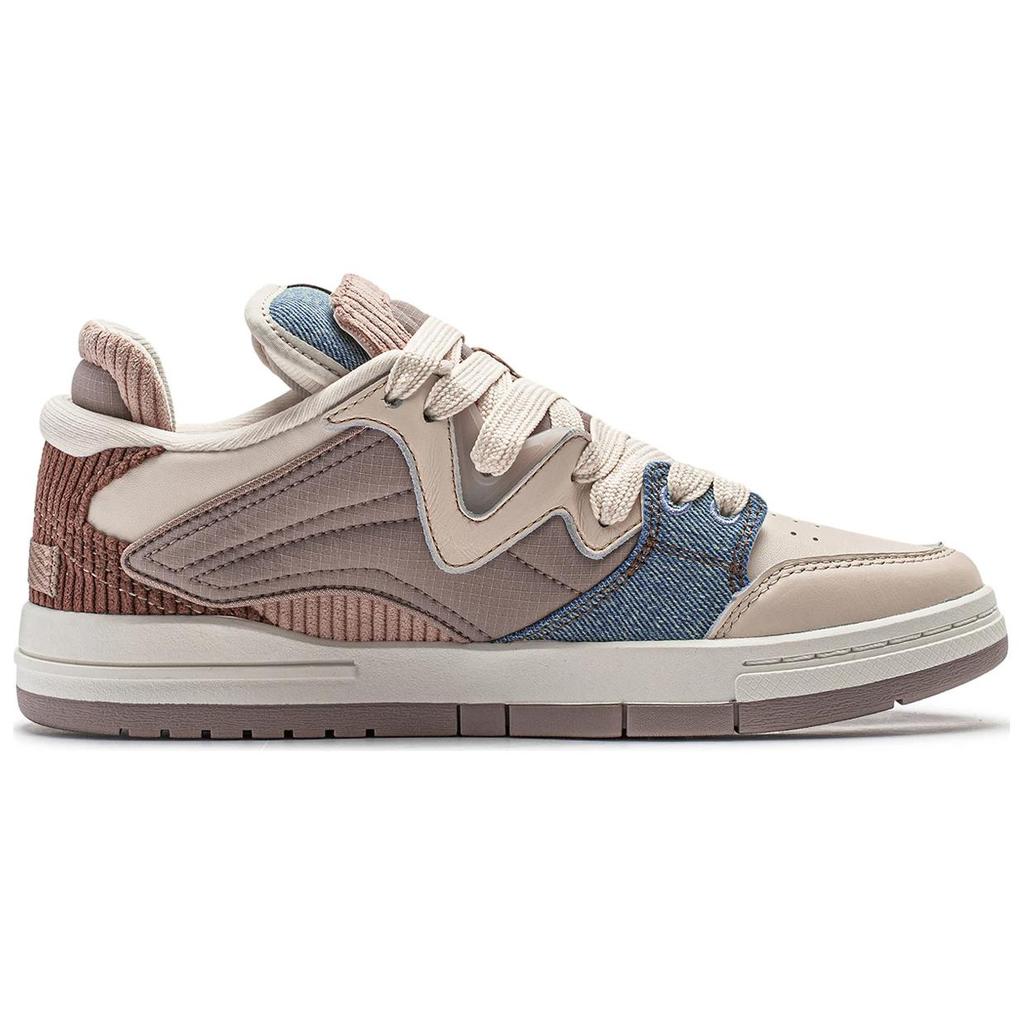 Li Ning Weiwupro Non-Slip Shock Absorbing Wear-Resistant Low-Top Skate Shoes Women Sneakers Beige Brown AECU004-1