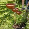 Vintage Iron 3-Tier Metal Bird Bath Ground Stakes Bird Water Dispenser  Lawn Decor