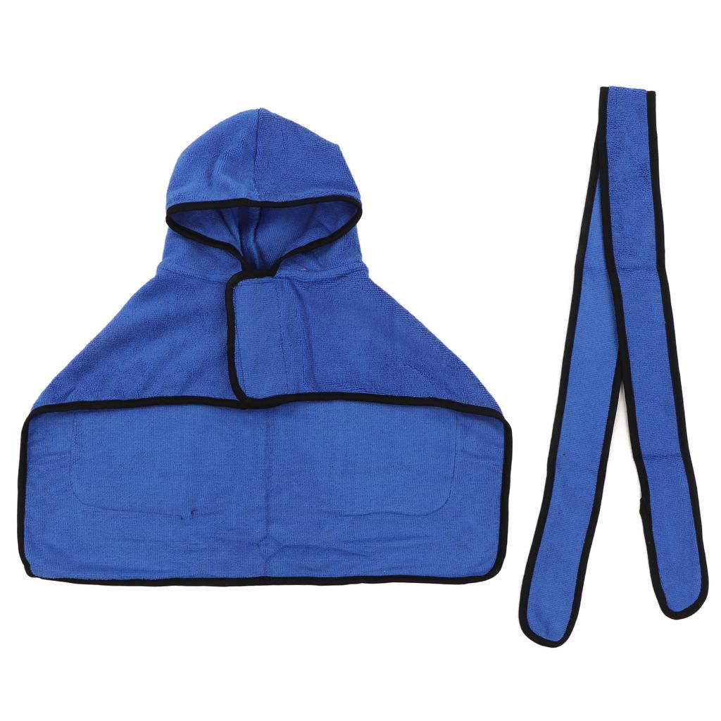 Dog Towel Strong Absorbent Quick Drying Hand Pockets Design Hooded Dog Bathrobe with Waistband for Cat Blue