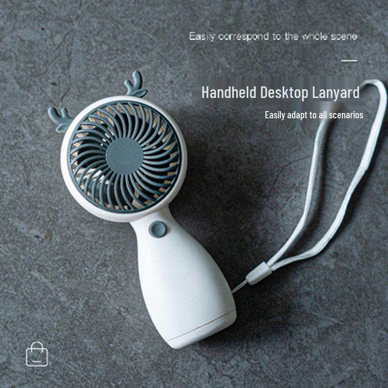 Cartoon Handheld High-Power Fan for Students – Personalized Logo Options