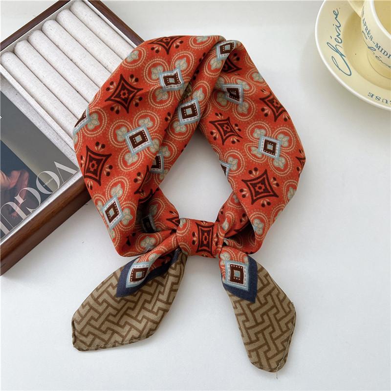 Cotton Linen Print Square Scarves Neckerchief Kerchief Headscarf Women Decorative Scarf Bandanas Headband 65cm Neck Wraps Shawls