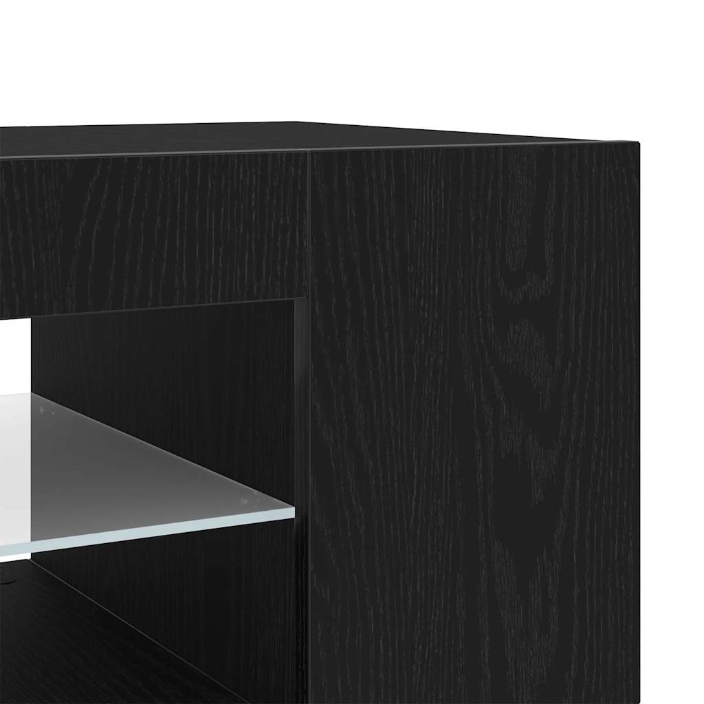 TV Cabinet in Black Oak Look 135 x 39 x 30 cm Engineered Wood