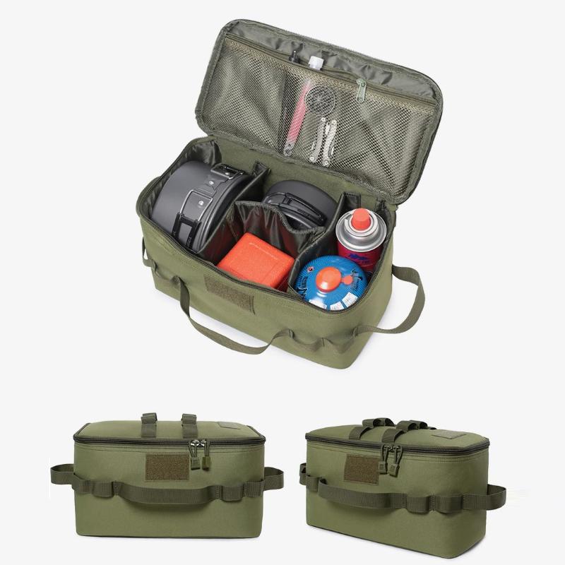 Large Capacity Outdoor Camping Storage Bag - Ground Nail Tool Bag With Picnic Cookware Utensils Kit Gas Canister Organizer