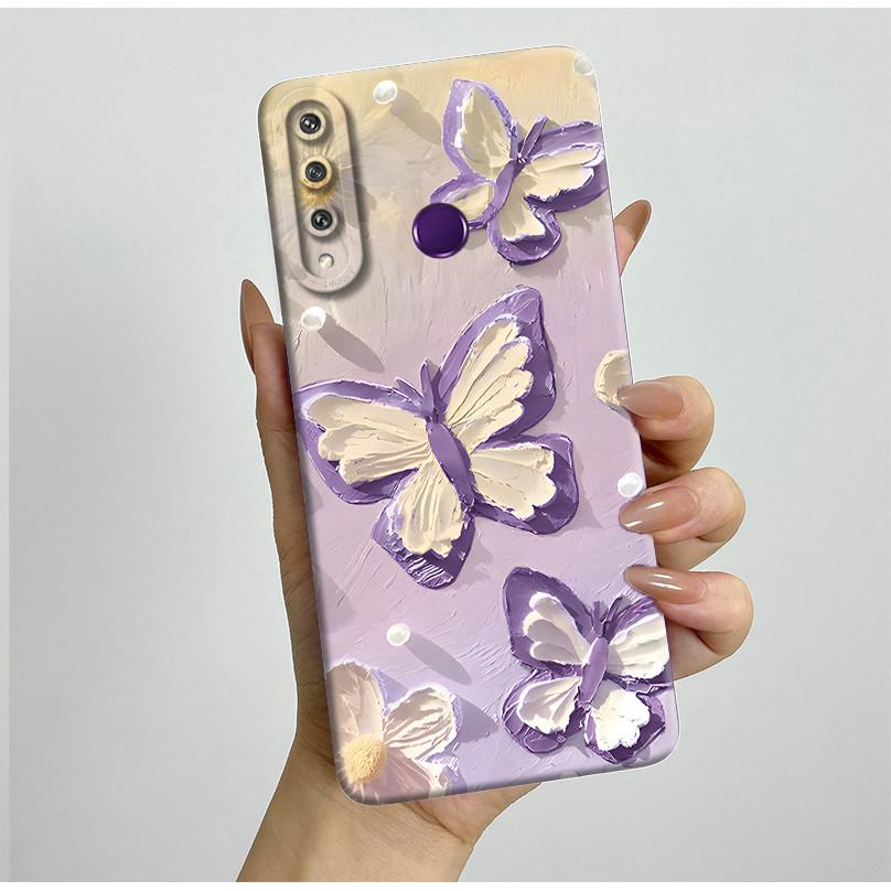 Für Huawei Y6p Hülle MED-LX9 Hübsche Schmetterlingsblumen Coque Weiche Flüssigsilikon Handyhülle Für Huawei Y7p Y 6p 2020 Rückseite