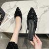 Glittering Fairy Style Evening and Night Sandals Summer New Sequin Pointed Toe Empty Flat Sandals for Women