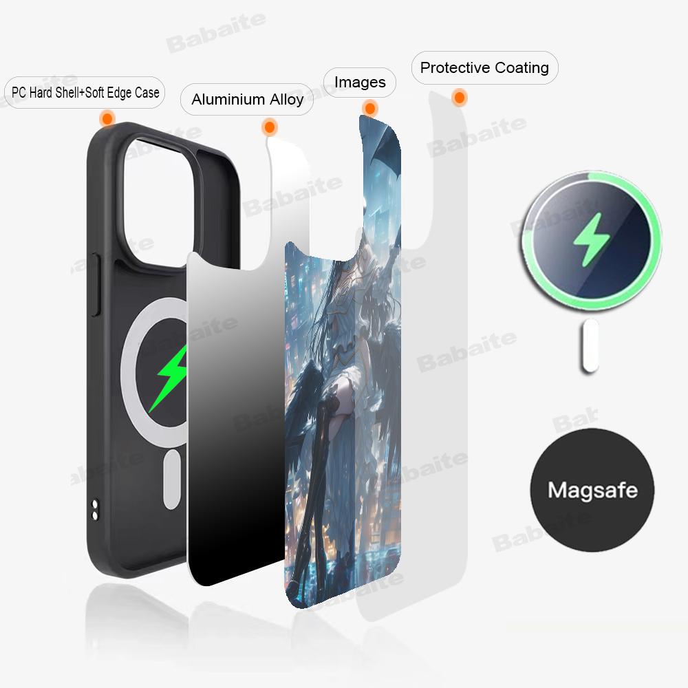 Anime Overlord Albedo Phone Case Magnetic Case For IPhone 16 14 13 12 11 15 Pro Max Plus For Magsafe Wireless Charge Cover