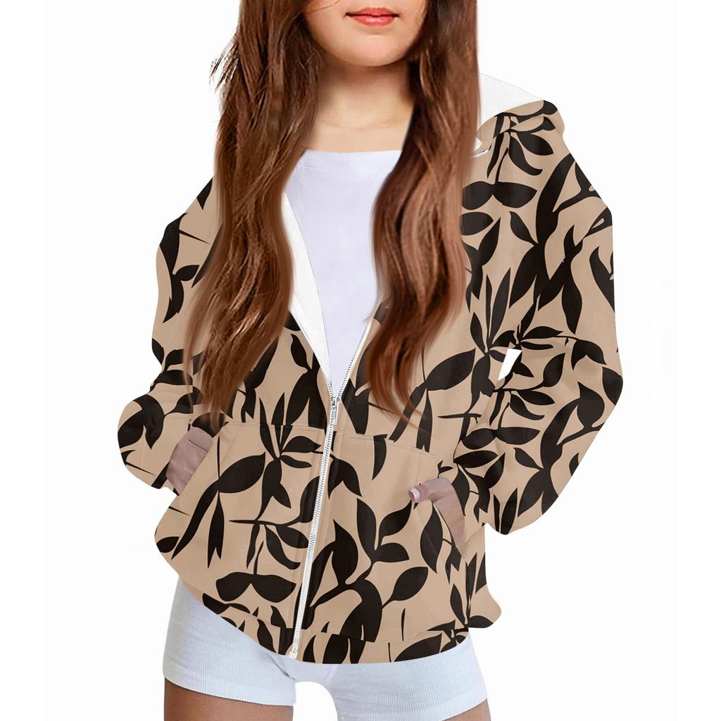 Kinder Mode Bedrucktes Langarm Kapuzensweatshirt Mädchen Hoodie Jacke