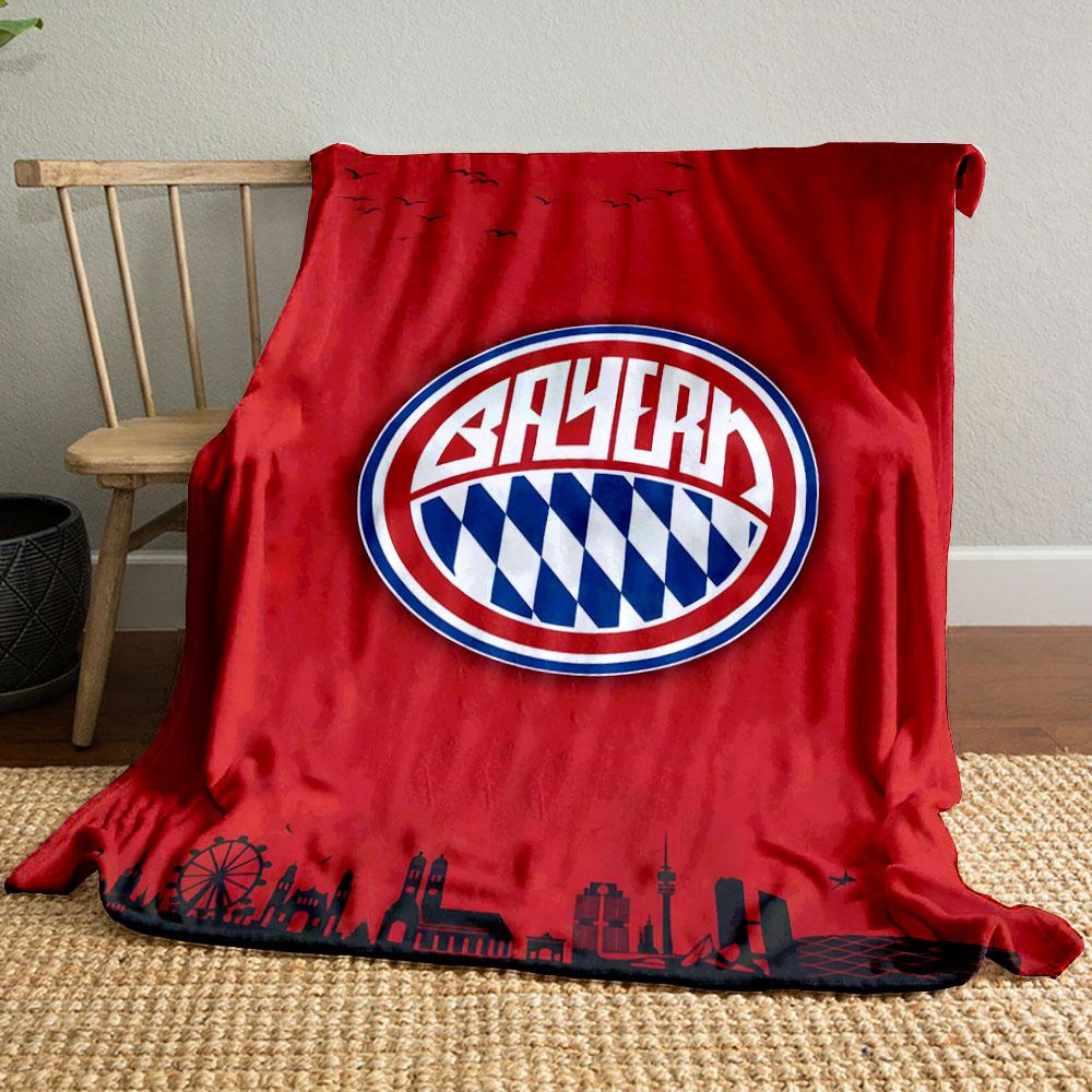 Bayern Logo with Red Skyline Background Patterned blanket, flannel, suitable for all seasons, home decor, warm and cozy