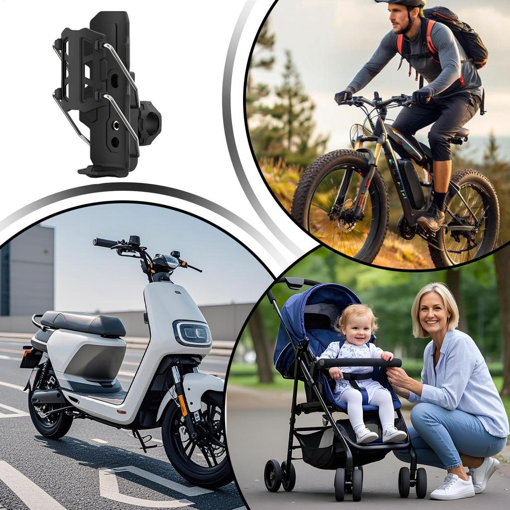 Bike Bottle Cage Automatic Clamp Motorcycle Drink Cage 360 Degree Rotatable Adaptive Cupholder For Bicycles Road Bikes Handlebar