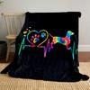Colorful Dog and Paw Heartbeat Design print blanket soft and cozy perfect for the living room bed sofa or a nap,gift