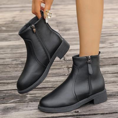 Übergrößen Schuhe für Damen 36-41 Schwarze Plateau Herbst Winter Mode Rutschfeste Stiefeletten Outdoor Warme Damenschuhe