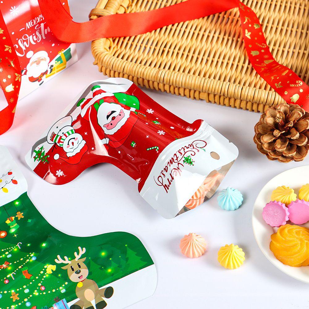 Santa Claus Candy Cookies Packaging Stockings Standing Pouch Gift Wrapping Christmas Socks Bags