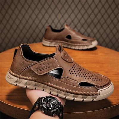 Fashion New Summer Leathe Casual Shoes Business Men's Hollow Out Sandals Quick Dry Wading Aqua Shoes Man Breathable Male Beach Sneakers