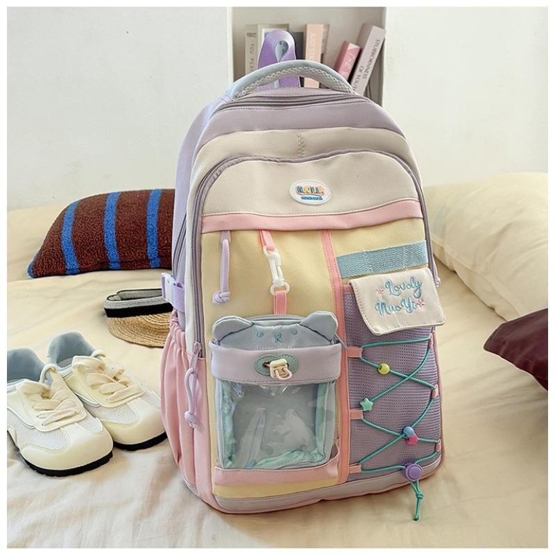 

Новый высококачественный, свежий и милый рюкзак с контрастной цветной вставкой, легкий и вместительный рюкзак для учеников средней школы