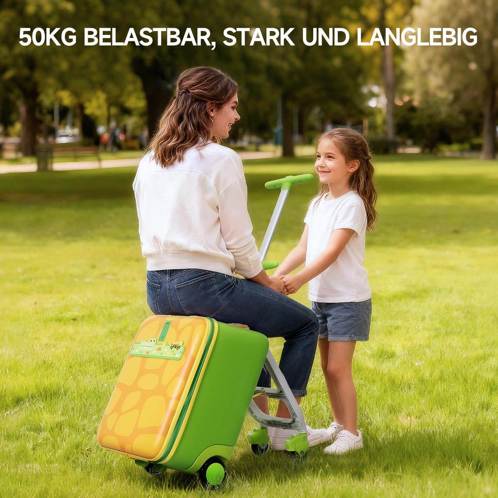 Maleta Montable Jovikids para Niños, 3 en 1 Carrito de 32L con Asa Telescópica y 4 Ruedas, Plegable y Desmontable, Múltiples Compartimentos (Verde)