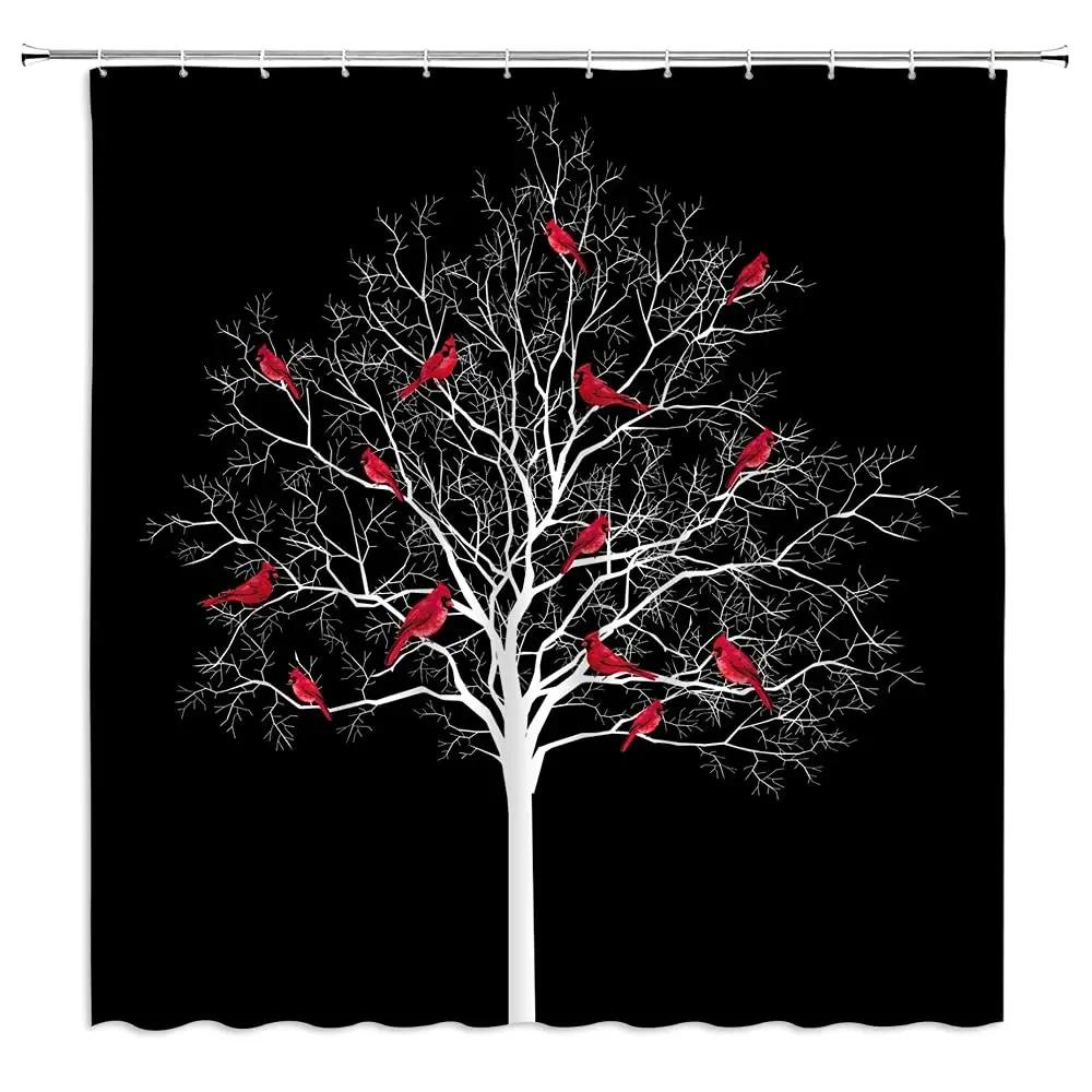 Forest Moon Shower Curtain for Bathroom Dark Black Nature Gothic Tree Scenery Foggy Woodland Bath Curtain Bathroom Decor,Hooks