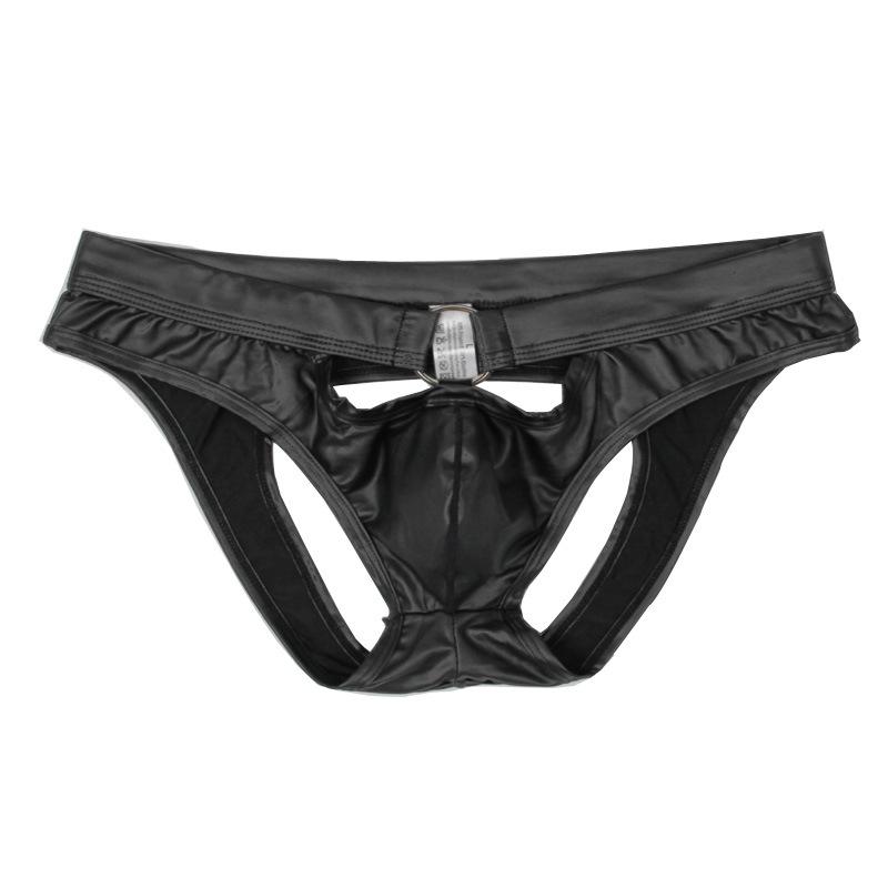 Men's Underwear Faux Leather Back Space Briefs Sexy Patent Leather Sissy Adult Underwear