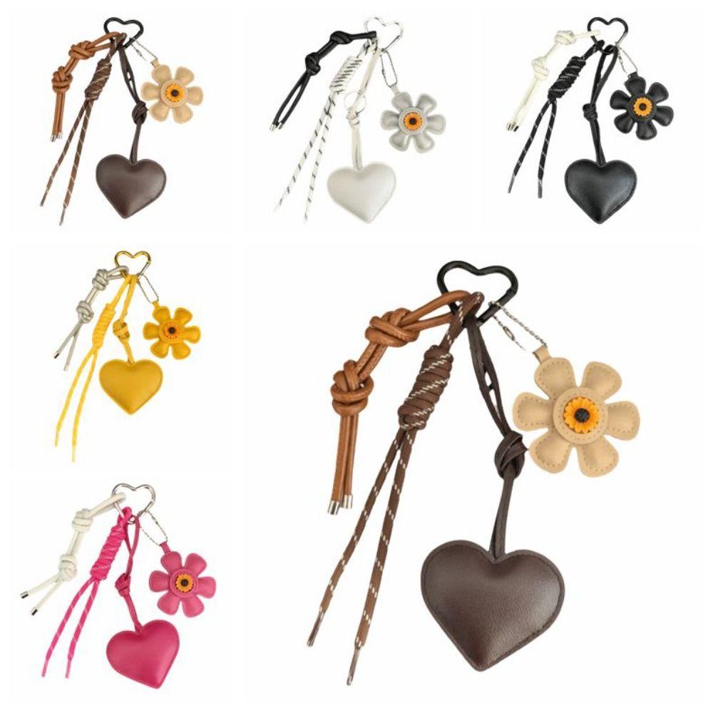 Sunflower Flower Heart Keychain Vintage Bag Ornament Fashion Bag Hanging Keys