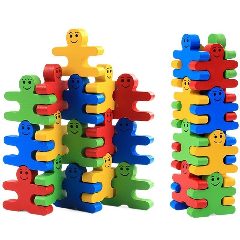 Wooden Childrens Moon Balance Beam Game With Stacking Blocks For Early Learning