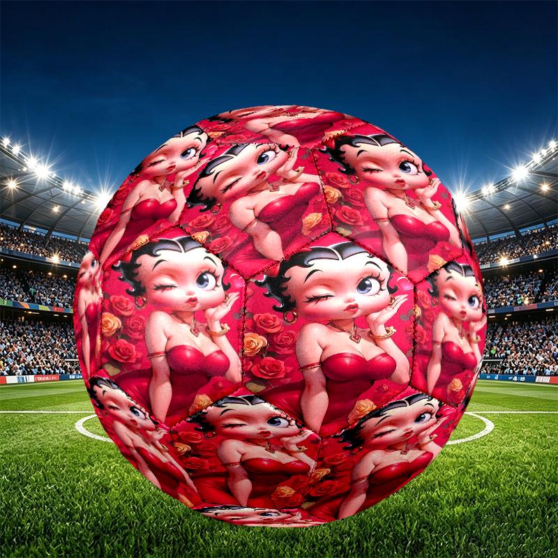 Betty Boop Print Size 5 Soccer Ball, PU Wear Resistant Football for Match Training and Daily Practice, Birthday Gift for Soccer Fans