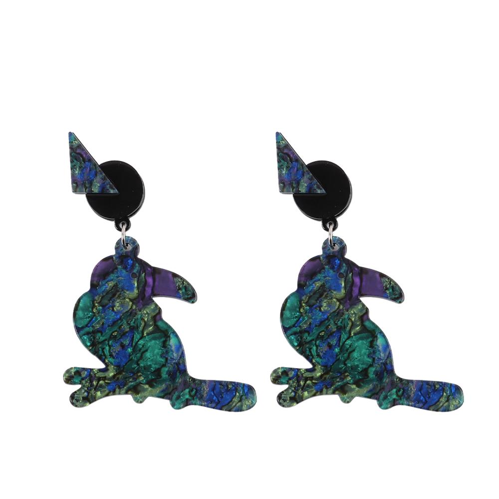 New Cartoon Cute Birds Parrots Acrylic Drop Earrings For Women Lovely Geometric Animals Flamingo Long Dangle Earrings Jewelry