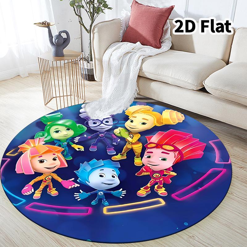 The Fixies Round Area Rug Carpet Rug For Living Room Bedroom Sofa Playroom Decor Nonslip Floor Mat