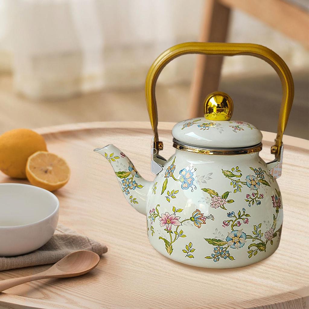 Emaille Kessel 1,2L Auslaufsicher Multifunktional Saftkrug Wasserkessel Teekocher für Büro Zuhause