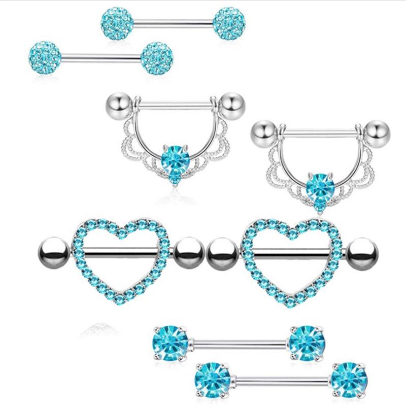 4Pairs Stainless Steel  Nipple Piercing Ring Set Heart Sexy Nipple