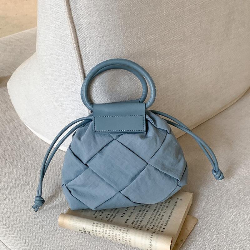 Single Shoulder Woven Bag Spring and Summer Creative Niche Design Portable Small Cloth Bag String Oblique Span Small Bag Bag Women