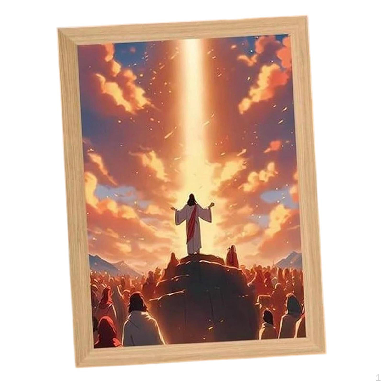 

4D Jesus Lamp, Light Picture, Birthday Gift for Prayer, Meditation, Inspirational Christian Art Style B