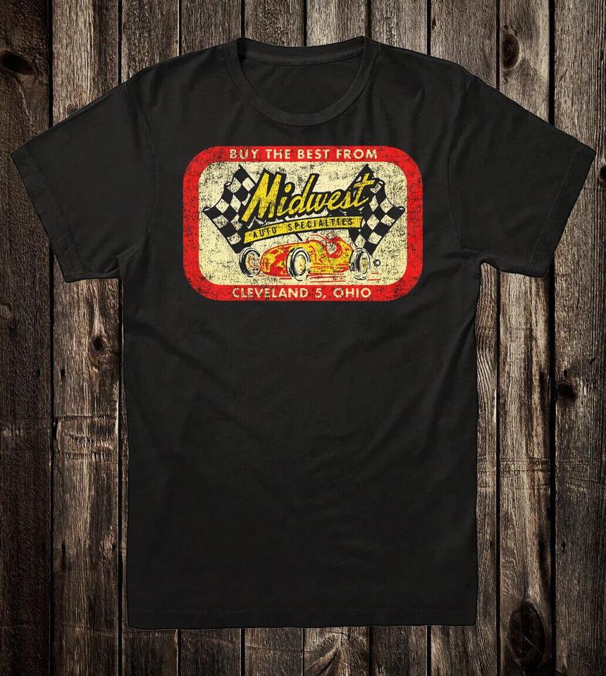 

Retro Hot Rod Tee T Shirt Drag Race Speed Shop Midwest Auto Specialties Ohio XL
