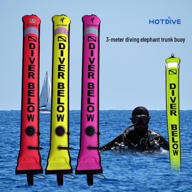 HOTDIVE 3M Reflective Nylon Inflatable Diving SMB Buoy