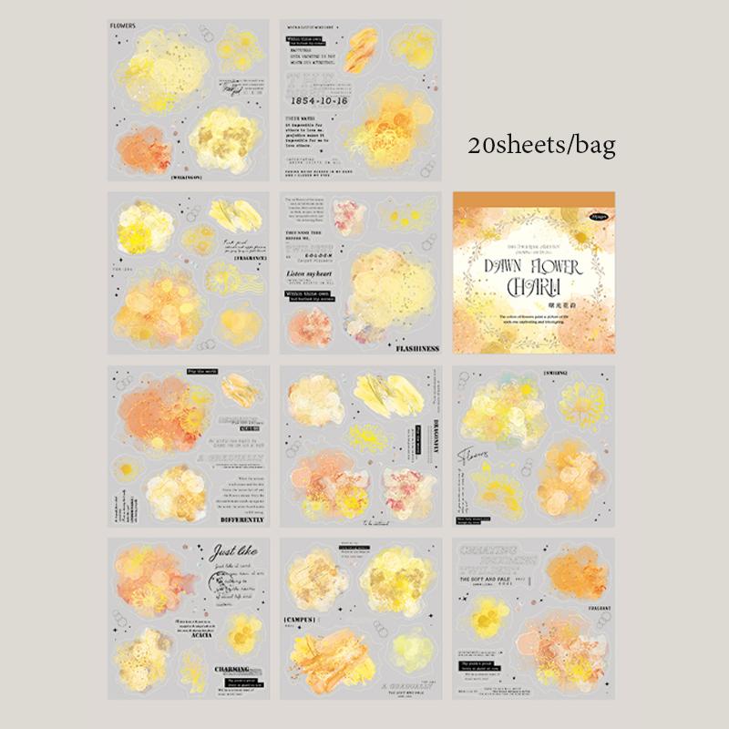20 листов/пакет Книга наклеек из горячей фольги для акварельного смешивания для скрапбукинга, DIY, арт-журнала, чехла для телефона, планера, украшения блокнота