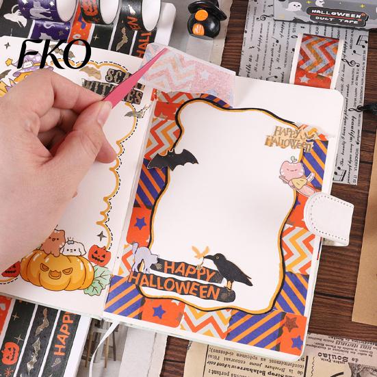 Multi-layer Washi Tape 8 Rolls Halloween Tape, Spooky Bat Witch Cat Pattern Decorative Set for Junk Journaling Supplies, Scrapbooking, DIY