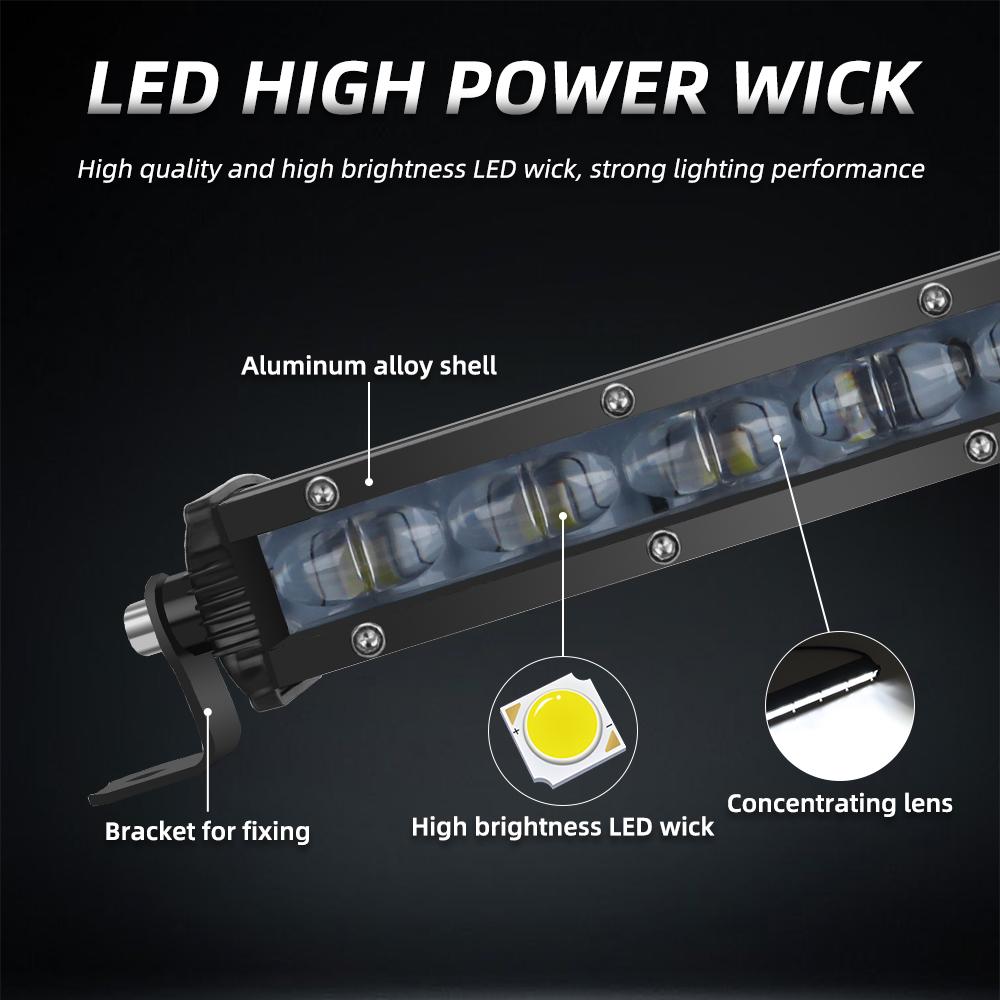 8/14/20 Inch Ultra Slim Led Work Light Bar Driving Fog Lamp 4x4 Led Bar for Motorcycle Offroad 4WD SUV ATV Tractor Trucks 12-24V