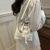 2025 spring and summer new beaded fashion Korean version of foreign style drawstring shoulder messenger bag women's casual bucket bag women's bag