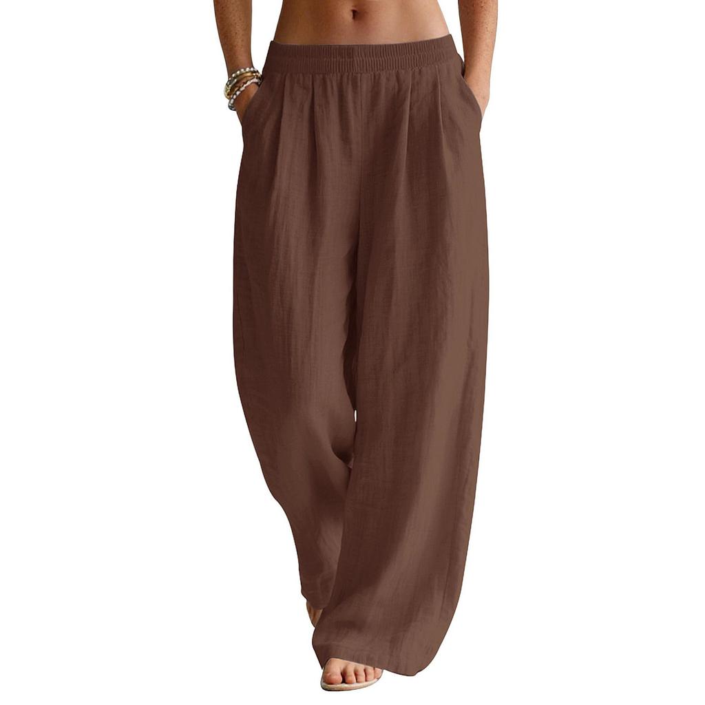 Women's Casual And Fashionable Color Loose Pants With Pocketes